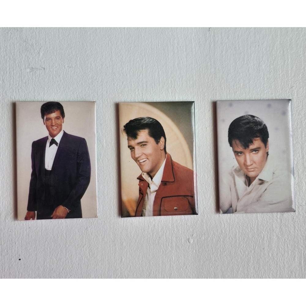 Elvis Presley Magnets‎ Vintage 80s Set of 3 Photo Cards Refrigerator Collectible